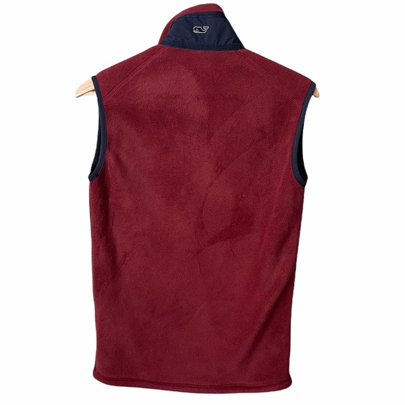 Vineyard Vines Vest Mens XXS Red Marthas Fleece Whale Pocket Zip Up Sleeveless - Picture 3 of 5
